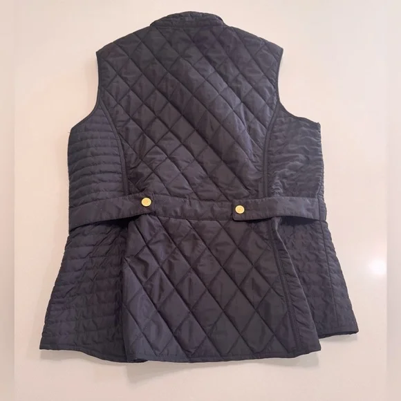 Lilly Pulitzer Lightweight Quilted Vest Black Size Large Zip Snap Pockets - Picture 3 of 9